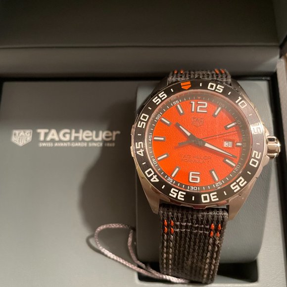 Tag Heuer Orange Dial Watch with Black Strap - Picture 2 of 6